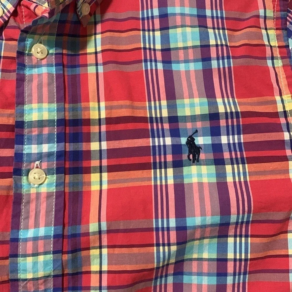Ralph Lauren Boys XL 18-20 Red Plaid Button Down Shirt Long Sleeve